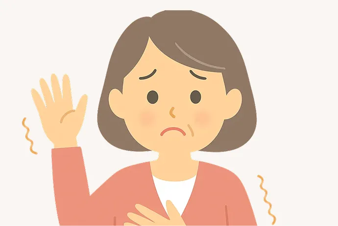 身体のしびれを感じている女性のイラスト