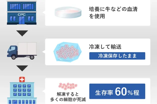 一般的な幹細胞輸送方法のイラスト解説