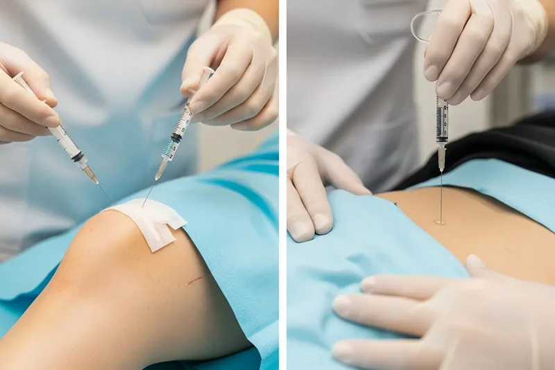 幹細胞治療でピンポイント注射している様子