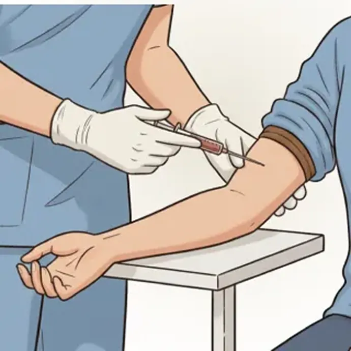 治療の1ステップ目 採血します