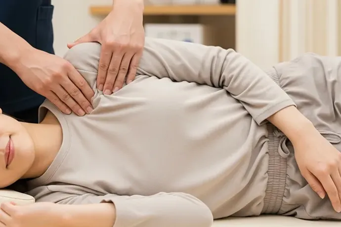 肩の施術を受ける女性