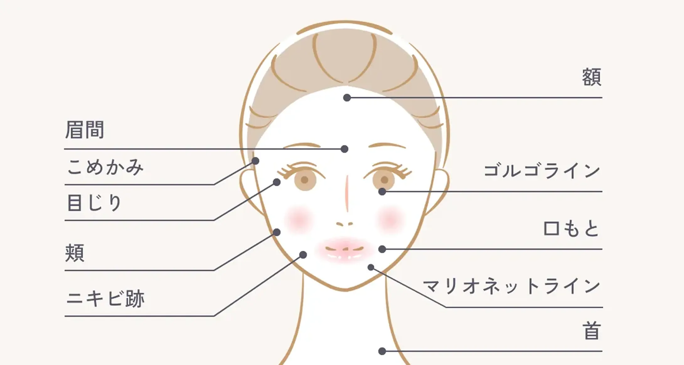 PRP皮膚再生療法が適応となる箇所の図解